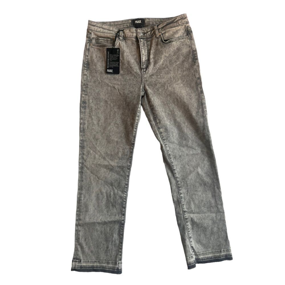 Nwt Paige Amber Smokey Sky Mid Rise Undone Ankle Hem Straight Leg Jeans Size 31